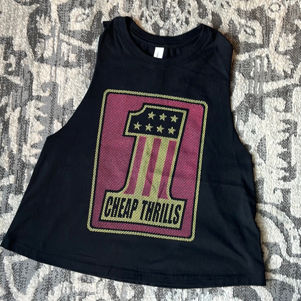 Cheap Thrills graphic racer back cutout tank top